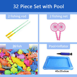 32PCS + Kolam Mainan Pancingan Ikan Set Lengkap Fishing Toys Pools