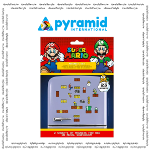 Pyramid Super Mario Magnet Set | 23-Piece High-Quality Fridge Magnets | Officially Licensed Nintendo Merchandise | Retro Super Mario Bros. Characters & Power-Ups | Authentic Gaming Collectible