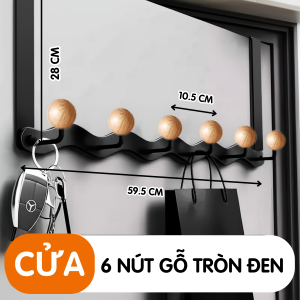 Móc treo móc cửa kim loại nút gỗ tròn Dola Home chịu lực treo quần áo đồ dùng không cần khoan tường