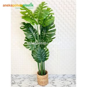 Pohon Hias Artificial Tanaman Daun Monstera Latex T160 Cover Pot Eceng Gondok Hiasan Dekorasi Rumah Cafe Aesthetic
