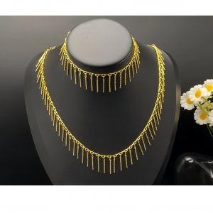 24K Cute tassel necklace for women summer light luxury niche choker exquisite and stylish clavicle chain set 2pcs