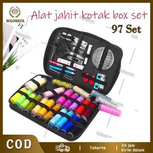 Alat jahit kotak box set perlengkapan benang jarum peniti gunting meteran lengkap 97 Set Alat Jahit set peralatan benang jarum lengkap