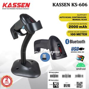 Barcode Scanner Kassen KS606 KS-606 KS 606 QR Code Support Mokapos Wireless Bluetooth 1D 2D Scan Resi JNT JNE