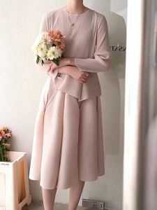 (กระโปรงเท่านั้น) Miyake High-End จีบเสื้อหลวมใหญ่พิเศษกระโปรงยาวหวานและสดใส #5398