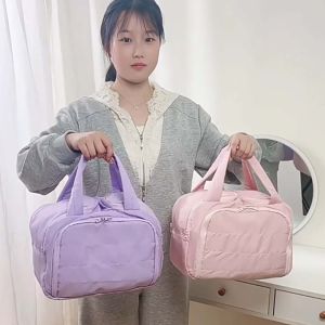 BAIXL Cotton Solid Color Cosmetic Bag PVC Kawaii Pouches Bag Organizer Wash Bag Polyester Make Up Pouch Bag Women