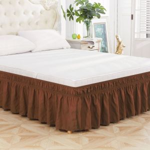 99x190cm/137x190cm/200x200cm Solid Color Elastic Bed Skirt Twin/Full/Queen Size Elastic Bed Runners Ruffles