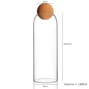Singapore Glass Food Storage Container with ball shape wood lid Food Storage Glass Bottle Glass Jar