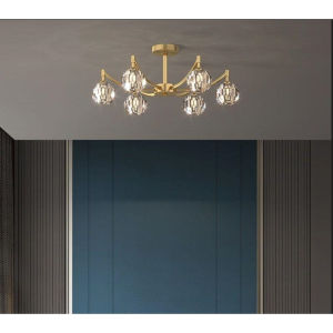 Nordic LED Crystal Living Room Chandelier Luxury Ceiling Lamp Gold Modern Hotel Bedroom Light