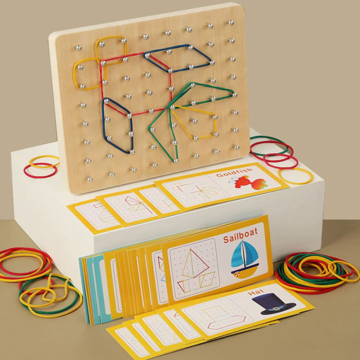 Kid Geoboard Wooden Montessori Education Mathematical Manipulative ...