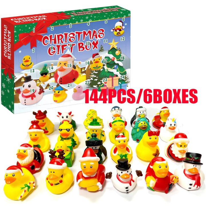 fhjj-144-pieces-6-boxes-christmas-rubber-duck-blind-box-arrival