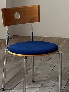 Dining Chair Home Designer Solid Wood Backrest Chair Casual Restaurant Vintage Stainless Steel Dining Table Chair