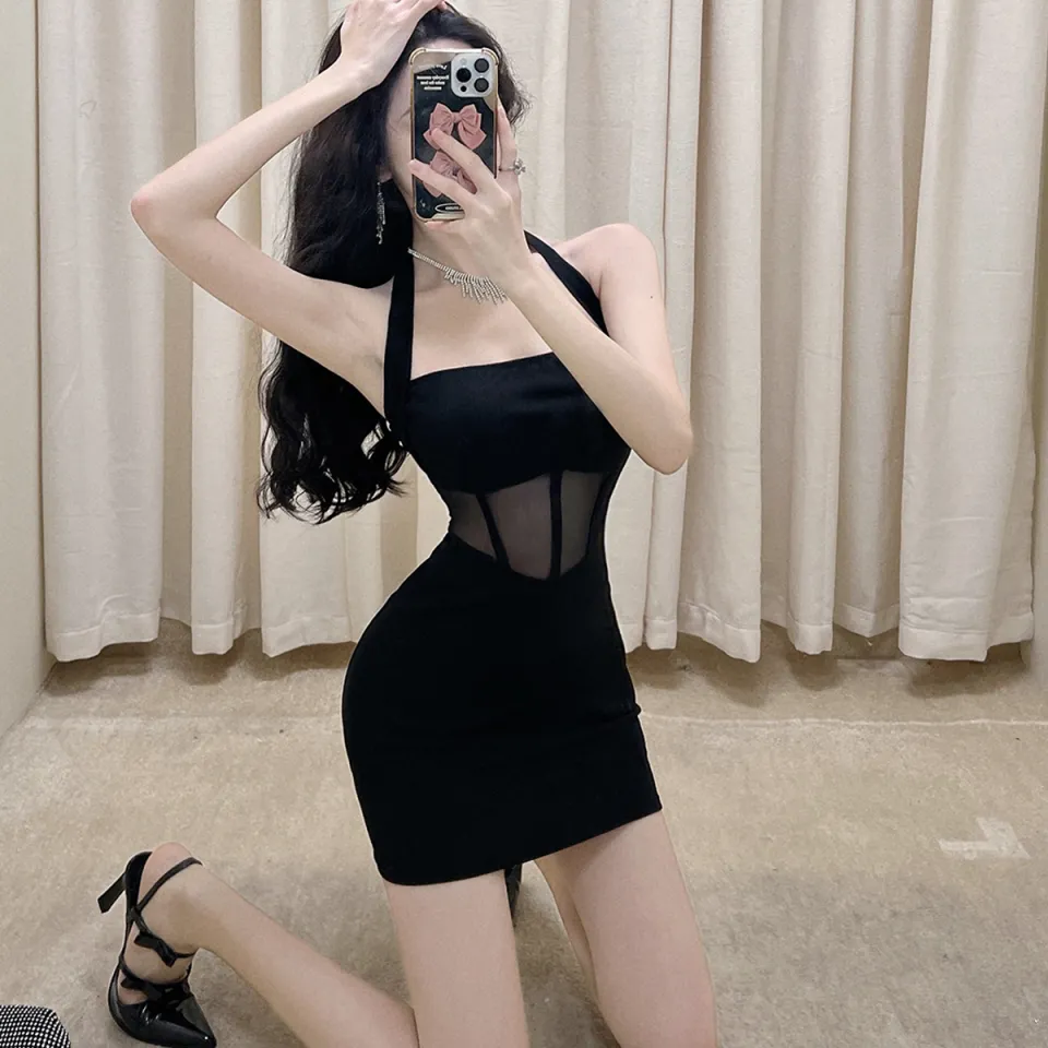 Sexy black backless clearance dress