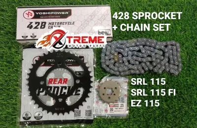 (428 COMBO SET) LAGENDA 115 SR115 SRL115 FI FUEL INJECTION FRONT & REAR SPROCKET 428-14T 15T 31T 32T 33T 34T 35T 36T 37T 38T 39T 40T YOSHIPOWER SPROCKET SET RANTAI 428-108L