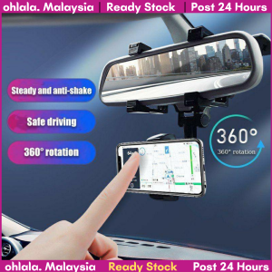 OHLALA MALAYSIA💝Universal Car Rearview Mirror Phone Holder Mount Universal GPS Smartphone Stand Bracket Car Mount With Ready Stock