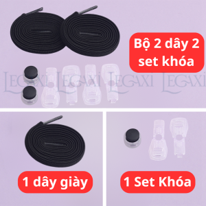Bộ Dây Giày Co Giãn Kèm Phụ Kiện Khóa Dây Giày Không Cần Buộc Thắt Giày Thể Thao Bata Ngoài Trời Legaxi