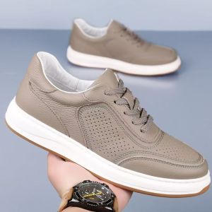 Free Shipping Hollow-Out Casual MenS Shoes Genuine Leather Sneakers Comfortable Summer Sandals For Middle-Aged And Elderly Men