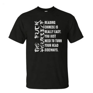 [Local Stock] HBESTY  READING CHINESE IS REALLY EASY Funny Letter Graphic Cotton T Shirt Men Short Sleeve Top For Weekend Friends Casual Party Tee