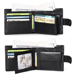 AE European and American mens genuine leather wallet RFID Anti-theft anti-magnetic short fashionable coin purse wallet factory