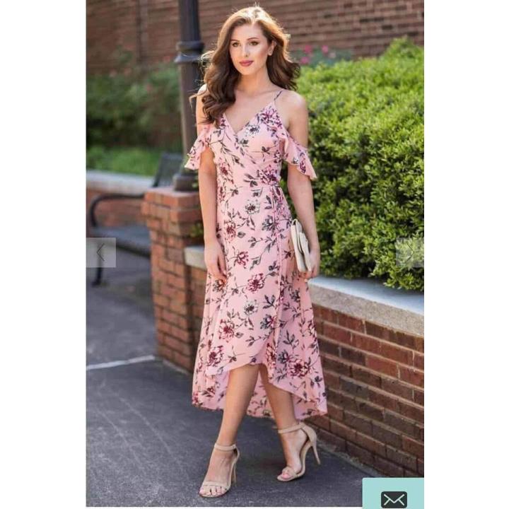 Open shoulder outlet floral dress