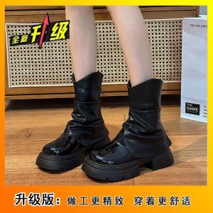 [Free Shipping] New Autumn And Winter Styles: WomenS Chunky-Soled Ankle-High Boots Casual And Breathable Slimming Effect Fashionable And Versatile