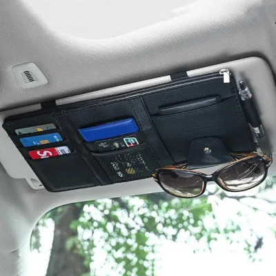 Car Sun Visor Organizer with Zipper Visor Storage Bag Car Accessories Multi-Purpose Storage Card Holder for Car 汽车遮阳板卡片夹