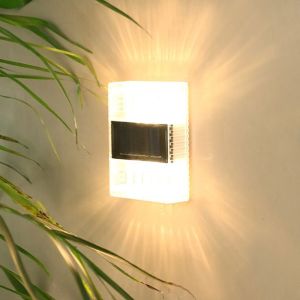 Vimite Outdoor Solar Led Wall Light Waterproof Warm White Fence Lamp Automatic Sensor Night Light for House Yard Gate Decorative