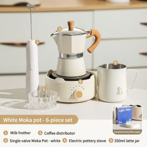 Bincoo Coffee Moka Pot Set Coffee Machine Single Valve Small Extraction Coffee Pot Floral Set 3 people Free filter paper