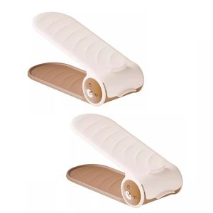 VGLPOP 2pcs Adjustable Double Layer Shoe Rack Space Saving Plastic 4-Speed Shoe Stack Simple Anti-slip Shoe Holder for Home
