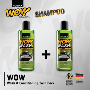 Car Wash Set Komak Wow! Wash & Conditioning Twin Pack 500ml x2 - Car Wash Shampoo - Extreme Foam Bubble - Easy To Clean