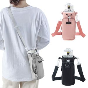 REOPYG Shoulder Strap Water Bottle Carrier Bag Front Pocket Waterproof Crossbody Water Bottle Purse Lightweight Portable Water Bottle Holder Walking