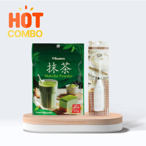 Combo Bột trà xanh Matcha Nhật Bản Kanes 50g và Máy tạo bọt sữa cà phê cầm tay Echo Metal - Hachi Hachi Japan Shop