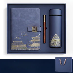 Forbidden City-Themed Gift Set with Insulated Mug & Notebook - Smooth Finish Dotted Lines Perfect for Daily Office Use & Corporate Gifting