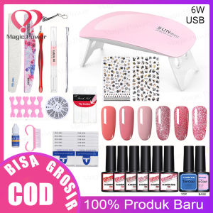 Set Lampu Kuku UV 36W/54W dan 2 Warna/10 Warna /18 Warna Cat Kuku Gel Set Peralatan Manikur Seni Kuku Atasan dan Tidak Mengilap dengan Lapisan Dasar