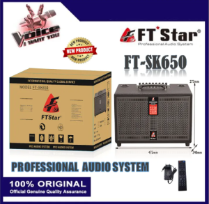 FT STAR FT-SK650 6 Inches 400W Power Portable Rechargeable Speaker With 2 Wireless Microphone USB / BT / FM / LINE / MIC IN For Home Or Outdoor Party