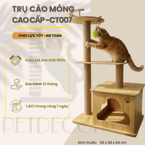 Trụ cào móng nhà cây cho mèo PETDECOR CT007 – Cat tree gỗ lắp ráp nhỏ gọn