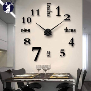 DIY Wall Clock 3D Clock Mirror Sticker Metal Roman Numerals Big Clock Mute clock living room bedroom wall Decoration Clock Fashion Clock