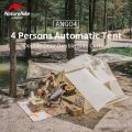 Naturehike ANGO 4 Person Automatic Pole Camping Tent with Front Back Side Awning Canopy Snow Rain Skirt Auto Pop up Camp Waterproof Windproof Family Outdoor Portable Foldable Folding Tent Nature Hike. 