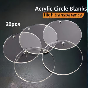 20pcs Transparent Acrylic Sheet Keychain Blanks Clear Acrylic Round Blanks for Easy DIY Crafts