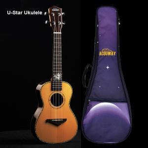 Acouway Solid Spruce Ukelele Tenor 26 inch Ukulele Glossy Finish 12 Model with Different Zodiac Feature Supert Birthday Gift Present with Free Bag