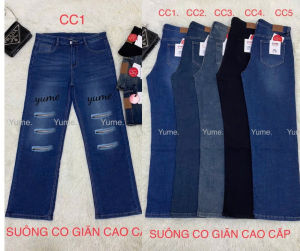 Quần dài jean nữ  Ống Suông Cao Cấp In Rách nhiều đường Có Size: 30-44. Hàng CAO CẤP Mới Về HOTTREND [YUME HL JEAN BIGSIZE]. Có  5- Vải dày và co giãn nhiều. Đặt biệt không ra màu và phai màu. Không xù lông