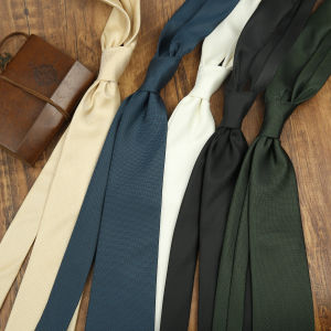 8cm Width Luxury Solid White Brown Neckties For Men Polyester Woven Black Neck Ties Business Wedding Party Accessories Cravat H260729