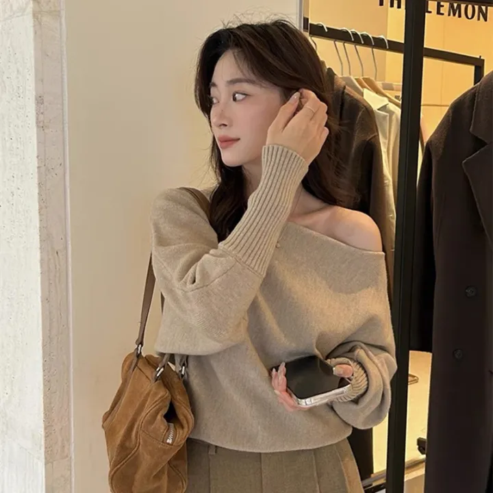 Korean%20Long%20Sleeves%20Off%20Shoulder%20Knitted%20Sweater%20For%20Women%20Loose%20Lantern%20Tops%20-%20Image%208