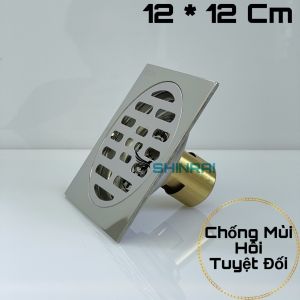 ( 12 * 12 CM TS022 - INOX Đúc Đáy Đồng ) Ga thoát Sàn Phễu Thu Sàn Thoát Nước Nhà Tắm SHINRAI Chống Mùi Hôi