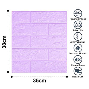 Paket 10 LEMBAR Wallpaper Sticker 3D Kamar Tidur Foam Wallfoam Motif Bata Anti Air 35cm x 38cm Tebal