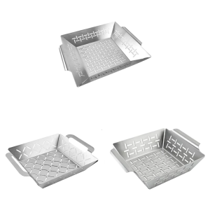 ตะกร้าเตาใหญ่พิเศษสำหรับผู้ที่ชื่นชอบบาร์บีคิวดีไซน์สี่เหลี่ยมส่งเสริมการไหลเวียนของอากาศและการเพิ่มรสชาติที่ดีที่สุด