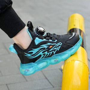 2025Popular Boys Sports Shoes New Childrens Leather Waterproof Anti slip Durable Rotating Button Middle and Big Boys Casual Fashion Shoes09/01