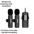 3 IN 1 ไมค์ไลฟ์สด ไมโครโฟนไร้สาย พกพา Wireless Microphone ใช้สําหรับสมาร์ทโฟน ไมค์ไร้สายหนีบเสื้อ K15 ไมค์หนีบปกเสื้อ. 