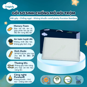 Gối cao su non cho bé sơ sinh Comfybaby công nghệ Memory Foam và Purotex kháng khuẩn giữ phom tốt