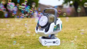 2026 2025 Upgraded Version of the Bubble Machine with Remote Control Automatic Rotation and Rgb Lights 1800Mah Rechargeable Battery Type-C Charging Suitable for Children Weddings Birthday Parties and Outdoor Activities Bubble Machine Does Not Inc