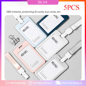5PCS Multi-purpose Slide ABS Meteril ID Card Case School Student ID Card Holder Office Word Card Holder with Long Lanyard